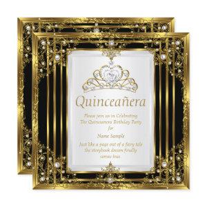 Gold Black White Pearl Princess Quinceanera