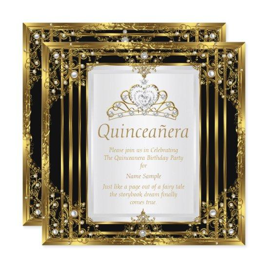 Gold Black White Pearl Princess Quinceanera