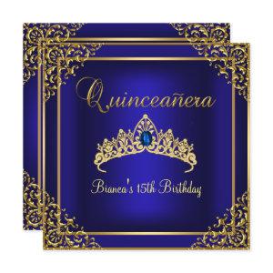 Gold & Blue Gem Tiara Quinceanera