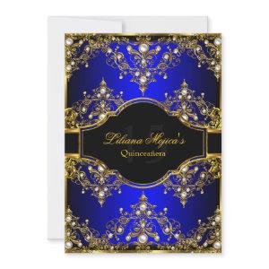 Gold Blue Pearl Vintage Glamour Quinceanera