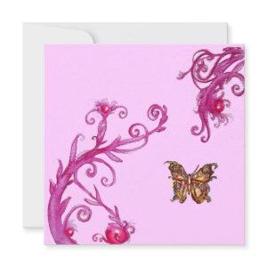 GOLD BUTTERFLY , bright pink
