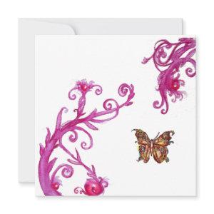 GOLD BUTTERFLY , bright pink white