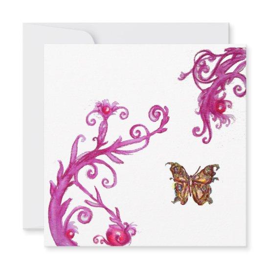 GOLD BUTTERFLY , bright pink white