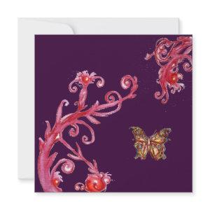 GOLD BUTTERFLY , bright red dark purple