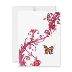 GOLD BUTTERFLY , bright red white