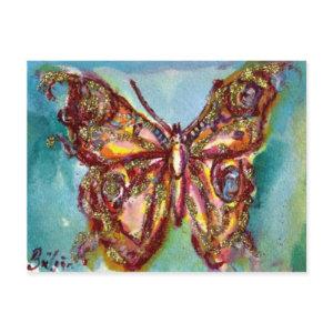 GOLD BUTTERFLY IN BLUE POSTCARD
