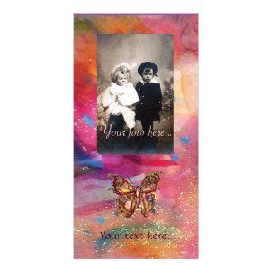 GOLD BUTTERFLY / RED PINK BLUE ABSTRACT CARD