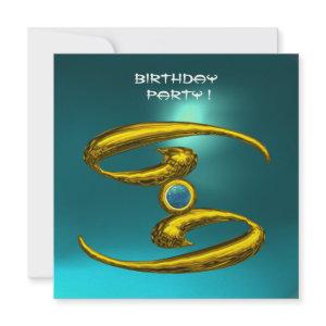 GOLD CANCER,Zodiac Birthday Jewel Aquamarine Blue Announcement