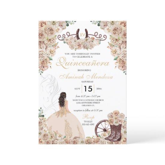 Gold Champagne Rustic Western Horse Quinceañera
