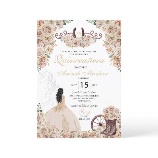 Gold Champagne Rustic Western Horse Quinceañera