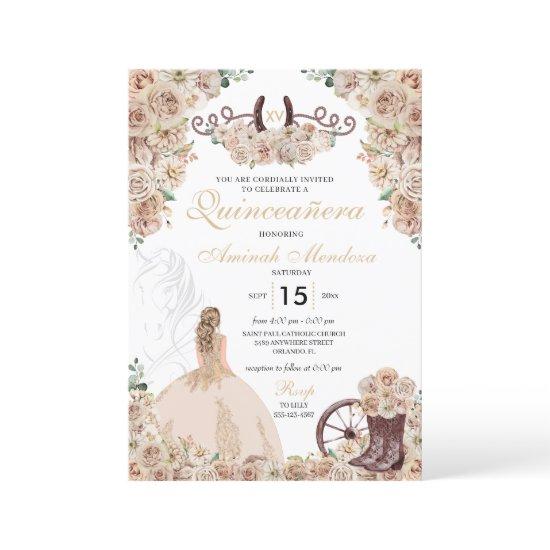 Gold Champagne Rustic Western Horse Quinceañera