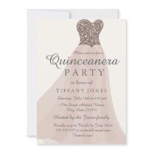 Gold Champagne Shimmer Glitter Gown Quinceanera