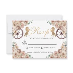 Gold Champagne Western Quinceanera RSVP Card