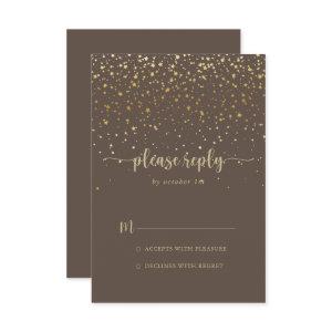 Gold Confetti Calligraphy Brown RSVP