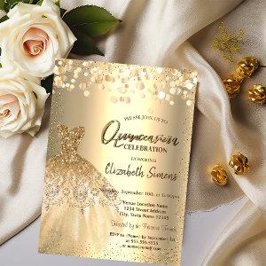 Gold Confetti Dots,Chic Dress Quinceañera