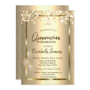 Gold Confetti Dots Frame Balloons Quinceañera
