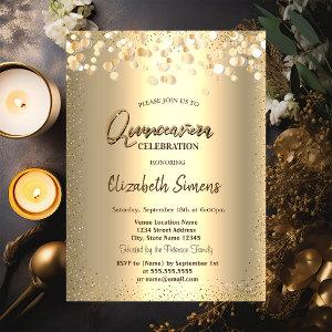 Gold Confetti Dots Princess Gold Quinceañera