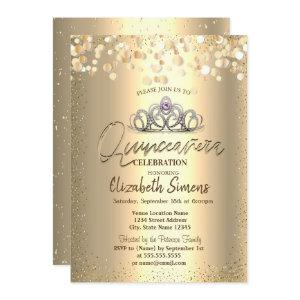 Gold Confetti Dots,Tiara Quinceañera