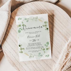 Gold Confetti Eucalyptus Foliage Quinceañera