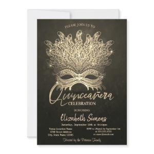 Gold Confetti Masque Gold Quinceañera