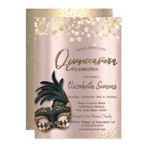 Gold Confetti Masque Rose Gold Quinceañera