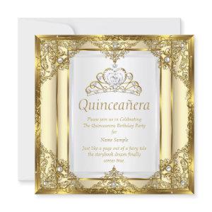 Gold Cream White Pearl Princess Quinceanera