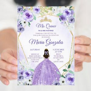 Gold Crown and Purple Flowers Quinceañera