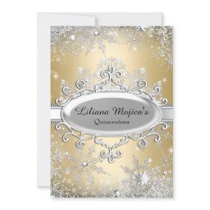 Gold Crystal Snowflake Princess Quinceanera