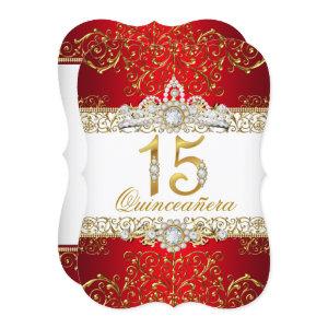 Gold Diamond Red Glamour Quinceanera