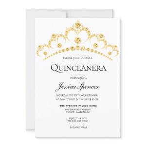 Gold Diamond Tiara Quinceanera Party Invite