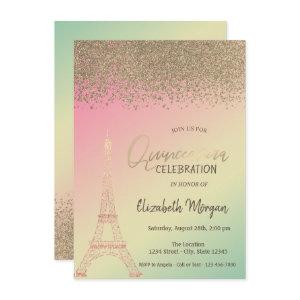 Gold Diamonds,Eiffel Tower Ombre Quinceañera