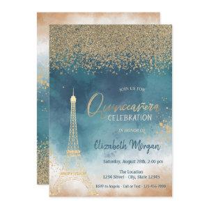 Gold Diamonds,Eiffel Tower Paint SplashQuinceanera