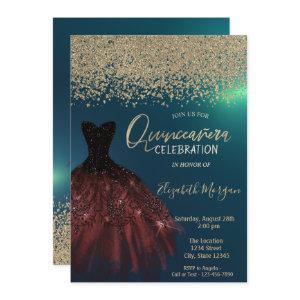 Gold Diamonds,Elegant Dress Green Quinceanera