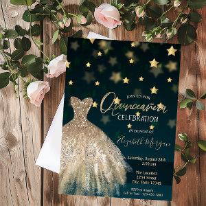 Gold Diamonds,Elegant Dress Stars Quinceañera
