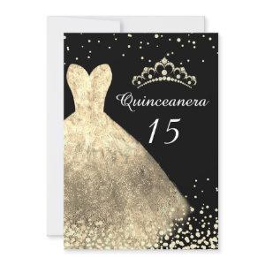 Gold Dress & Black Quinceanera 15th Birthday Party