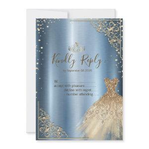 Gold Dress Diamonds Blue RSVP