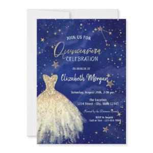 Gold Dress Stars Galaxy Quinceañera