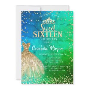 Gold Dress Tiara,Diamonds Green Blue Quinceañera