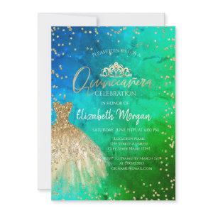 Gold Dress Tiara,Diamonds Green Blue Quinceañera