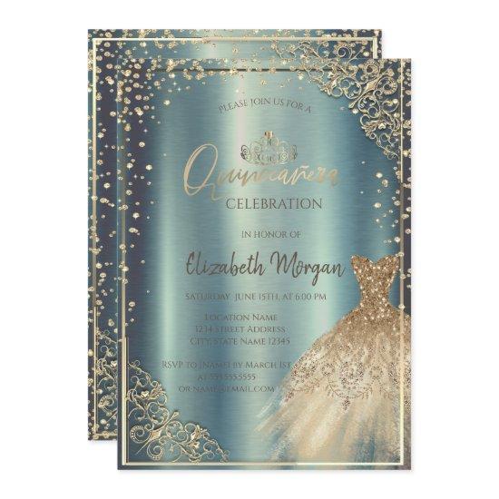 Gold Dress Tiara,Diamonds Metallic Quinceañera