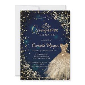 Gold Dress Tiara,Diamonds Navy Blue Quinceañera