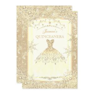 Gold Dress Tiara Winter Wonderland Quinceanera