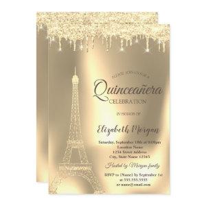 Gold Eiffel Tower,Chic Drips Quinceañera