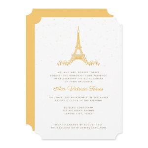 Gold Eiffel Tower Under the Stars Quinceañera