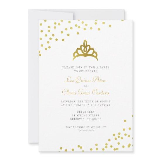 Gold Faux Foil Tiara Quinceañera Party