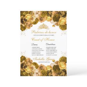 Gold Floral Quinceanera Court of Honor