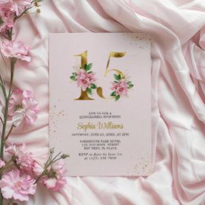 Gold Floral Quinceañera