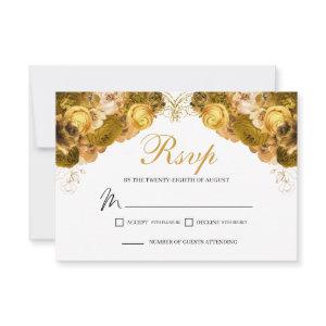 Gold Floral RSVP Enclosure Card