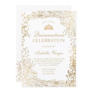 Gold floral white Tiara chic Quinceañera