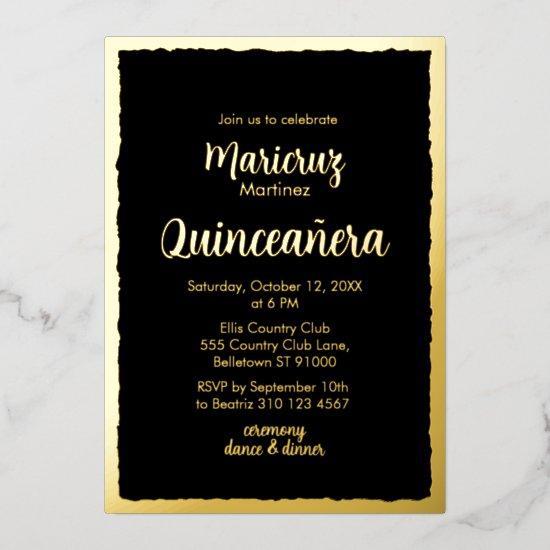 Gold Foil Black Quinceañera Photo